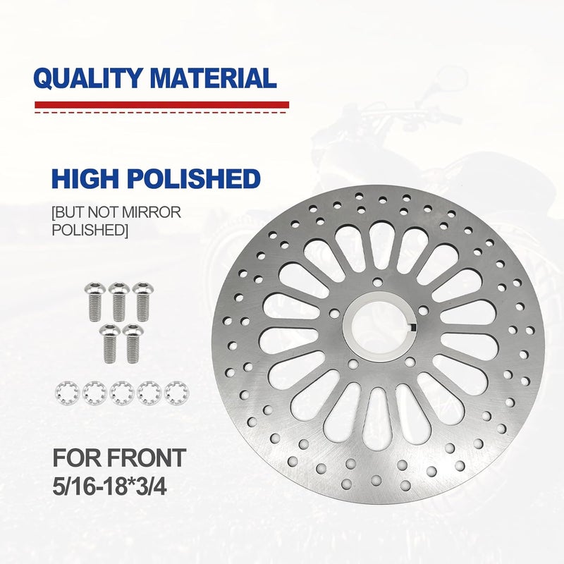 Vrasly 1 Piece 11.5''Front Brake Rotor Disk for Harley Davidson Touring Sportster Dyna and Early Super Glide Softail Great Stainless Steel Brake part for harley davidson Motorcycle Models - Image 5